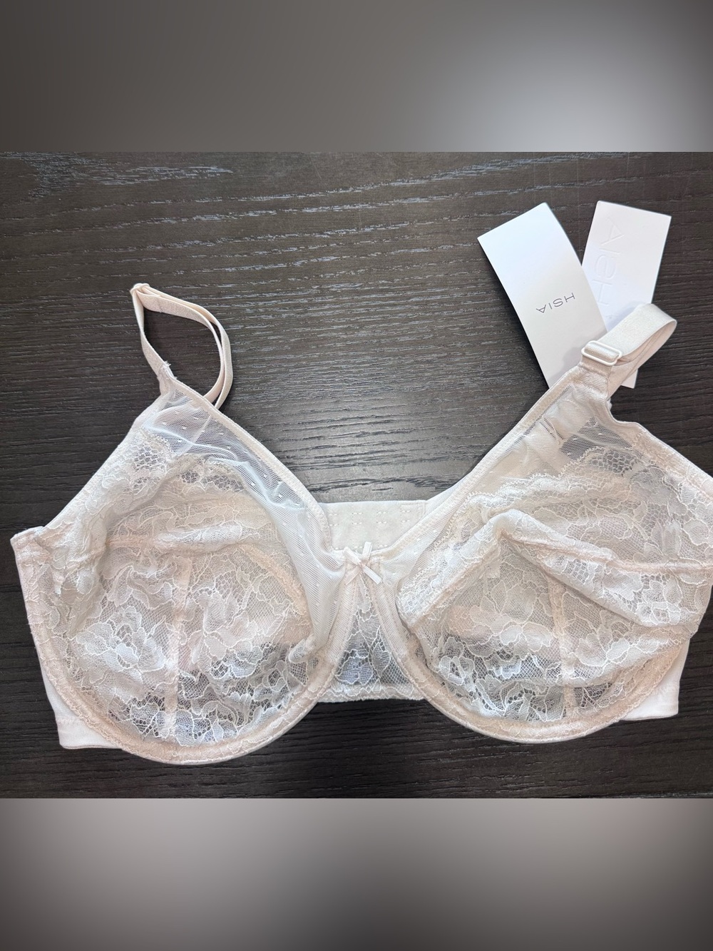 NWT HSIA Enchante Lace Unlined Underwire Minimizer Bra 34H Nude
